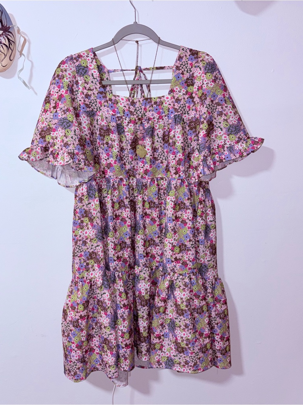 easel Floral Ruffle Mini Dress NWOT